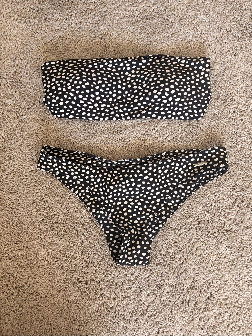 Blackbough Black and White Polka Dot Bikini Set - Size S